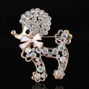 Rhinestone‎ Poodle Lapel Pin Brooch